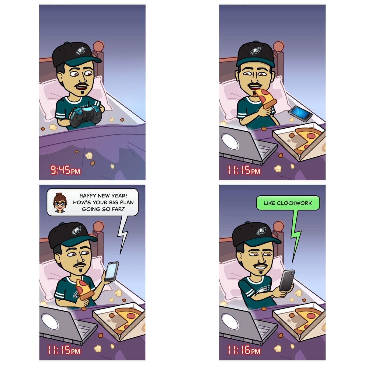 <a href="/FitSidney/">Fit Sid 💗</a> and I were planning things for the New Year's &amp; All I did was staying in Bed for the Whole day. Also I Texted FitSid about My New Year's Day Lol 😅🥂🎉🎊🎆🏘🏡🏠🛣️🌄🏜🌵 #Bitmoji #BitmojiStories #FitSid #FitSidney #HappyNewYear #HappyNewYear2020 #NewYear2020 #comics