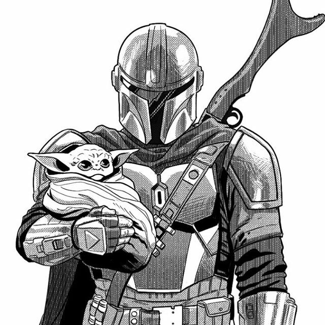 Fernies_ART's tweet photo. So the Mandalorian was a pretty neat show, and damn it if Baby Yoda isn’t adorable. I thought it would be fun to experiment with screen tones in procreate to get a cool Lone Wolf and Cub vibe.
...
..
.
#mandalorian #starwars #bountyhunter #babyyoda #dind… https://t.co/ysNrUABemK https://t.co/PmM2kO40H9