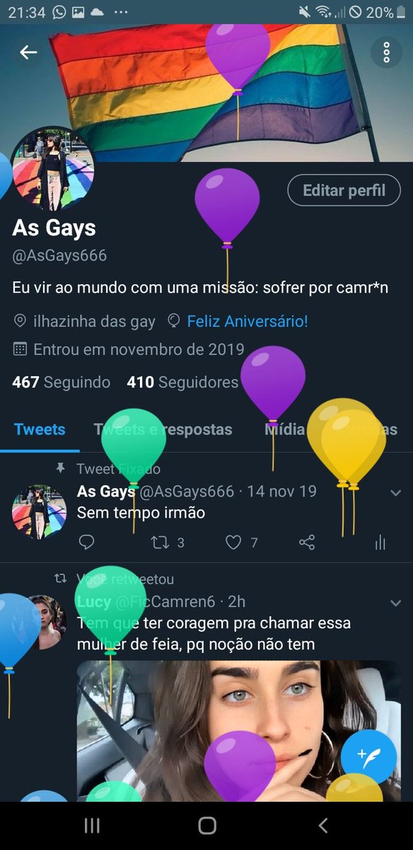 AsGays666's tweet photo. Feliz aniversário pra conta.

Obs: não é meu aniversário, eu coloquei a primeira data de nascimento que vi https://t.co/46zWCE0k3m
