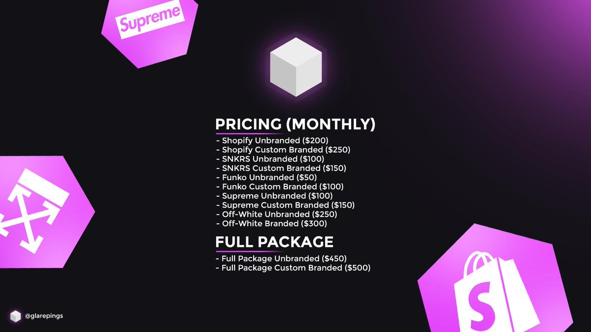 glarepings's tweet photo. Monitors We Offer:
- Shopify
- Yeezy Supply
- SNKRS (All Regions)
- Supreme (US, EU)
- Off-White
- Solebox
- SneakersNStuff

Partnership w/@gizmosolution:
- Fastest Twitter &amp; Instagram monitors
- Discounted price and no waiting

Join https://t.co/OREuHkdM0t for more info! 💙 https://t.co/eyezy1KfT2