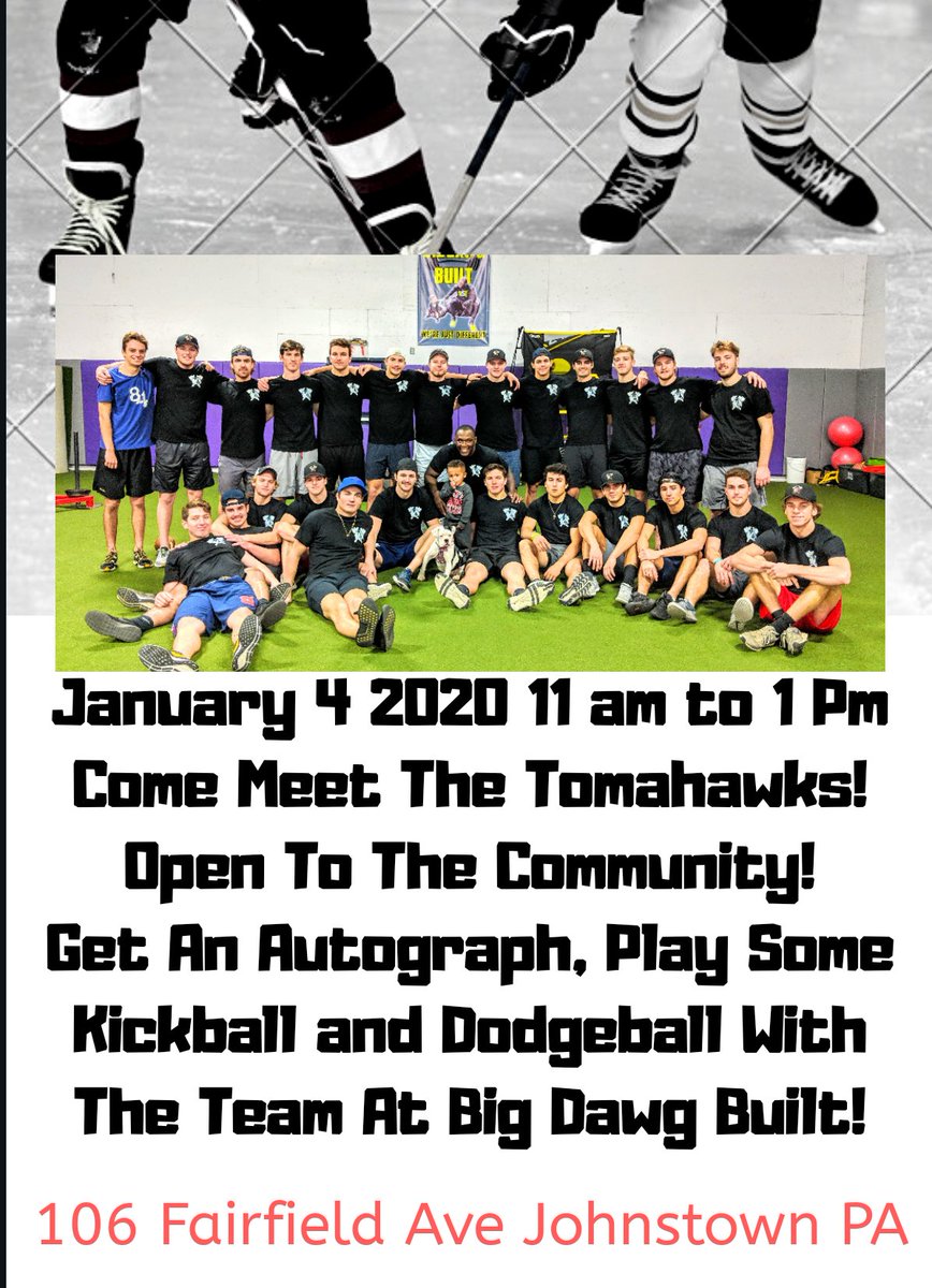 BuiltDawg's tweet photo. Join Us This Saturday January 4 From 11 to 1 For A Johnstown Tomahawks Meet And Greet With The Team! Open to the Community! All Are Welcome!!! https://t.co/zlMSxLmUkI