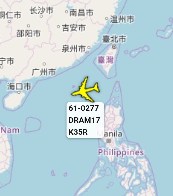is_keelu's tweet photo. USAF
Boeing KC-135R Stratotanker 
Spotted over the South China Sea 

#DRAM17 61-0277 #AE0664 #Planespotting #Planespotter #Planespotters #RadarSpotter #Aircrafts #MilitaryAircrafts https://t.co/TCOfEKzcFd