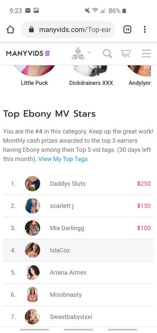 Number 4 in the category ebony!!! 😁 I can't believe I'm near an idol, THE @MissBNasty 😭 https://t.co