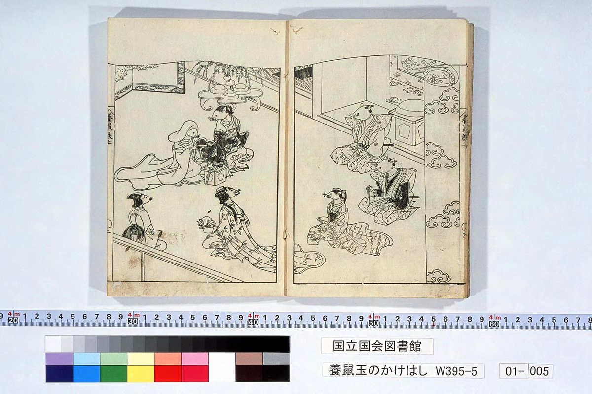 年賀状がわりに、国会図書館のデータベースからDLした江戸時代のめちゃかわネズミ飼育本『養鼠玉のかけはし』の画像をポストしておきますね 
