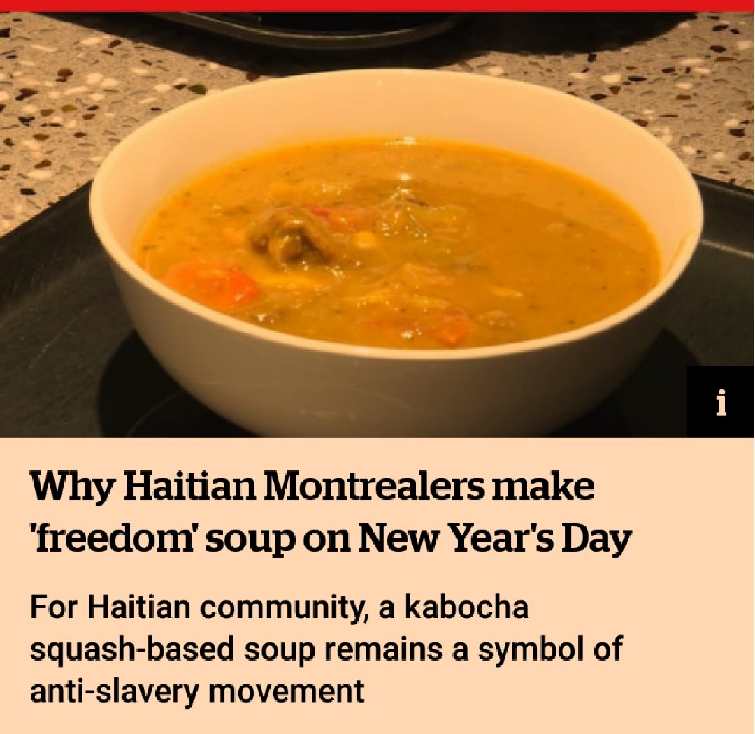 GWUHaiti's tweet photo. Why Haitian Montrealers make 'freedom' soup on New Year's Day
https://t.co/Np0SBTZJZi #haiti #1804 https://t.co/4lKu9458wq