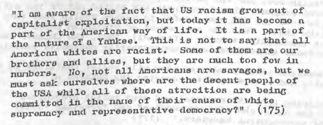 "I am aware of the fact that US racism grew out of capitalist exploitation, but today it has become a part of the American way of life. It is a part of the nature of a Yankee." — Robert F. Williams