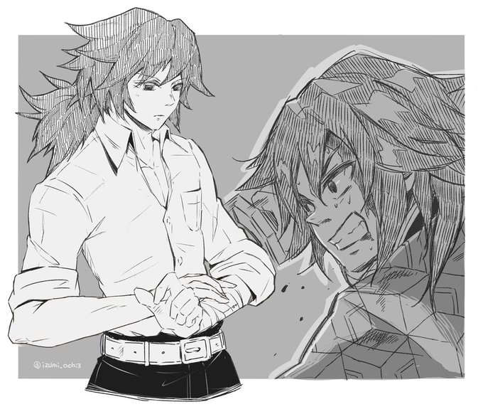 【らくがき】シャツ義勇さんとキレてる義勇さん。正反対のものを描きたかった 