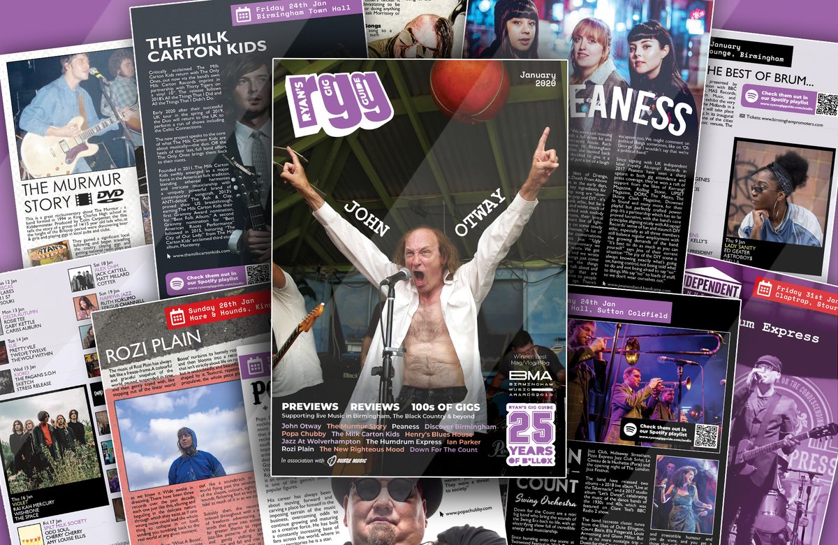Our January issue is online featuring <a href="/john_otway/">Dr. John Otway</a> <a href="/PeanessBand/">Peaness</a> The Murmur <a href="/Popachubb/">Popa Chubby</a> <a href="/HumdrumExpress/">The Humdrum Express</a> <a href="/ROZIPLAIN/">ROZI PLAIN</a> <a href="/MilkCartonKids/">The Milk Carton Kids</a> &amp; more!

Out in print from Monday 6th.

#birminghamuk #musicmagazine #gigguide #whatsonbirminghamuk