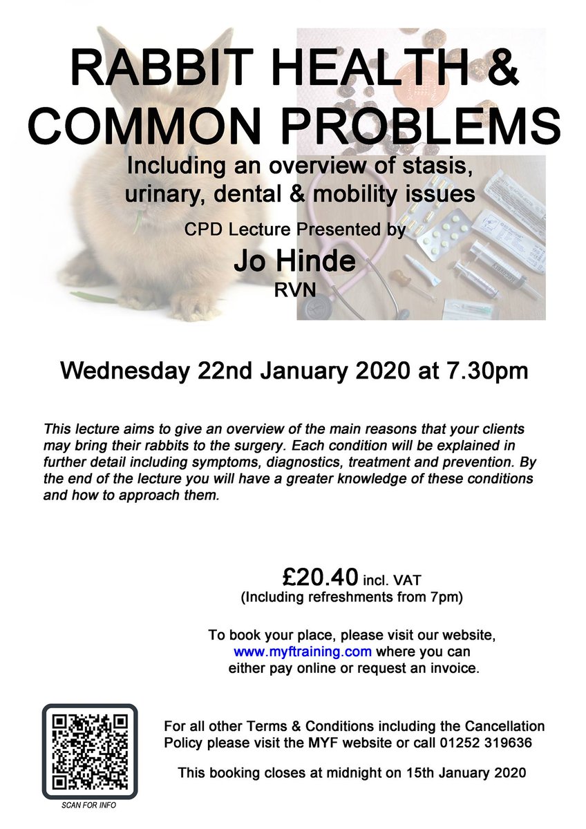 MYFTraining's tweet image. Our January CPD is with the excellent Jo Hinde from @Lagolearn, speaking about Rabbit Health &amp;amp; Common Problems. #rabbitCPD #CPD #MYFTraining

Book your space here: myftraining.com/continuing-pro…