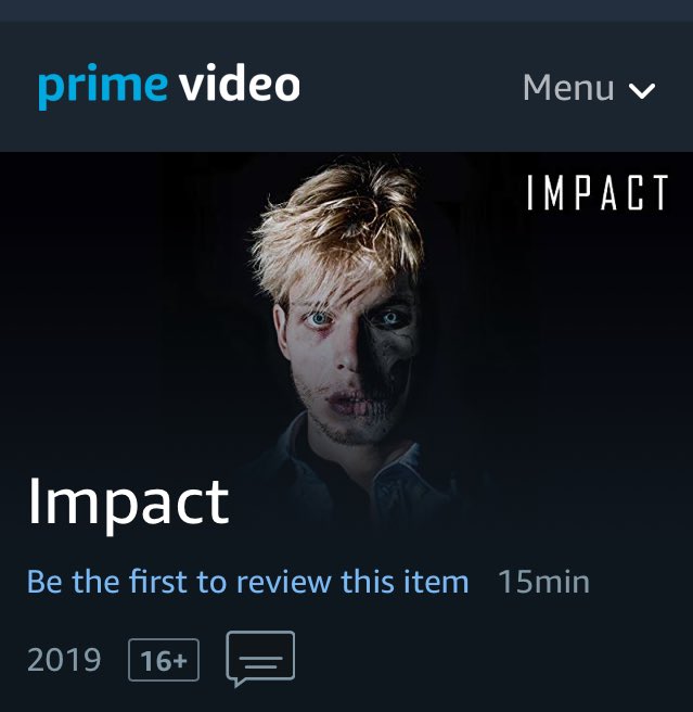 Y para empezar el 2020 que mejor que poder dar un notición... 🔴Impacto ya está disponible en Amazon Prime Video en los siguientes países: EUA, Canadá, UK, Australia y Nueva Zelanda.

Tremenda ilusión ver que nuestro cortometraje pueda llegar tan lejos y a tantos espectadores!!!