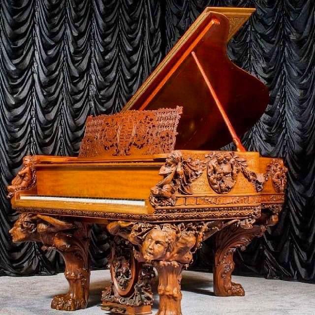 We’ve heard that some pianos can be haunted if this one is it would be too perfect! Looks like something outta Hill House. Built in 1888 by the Blasius &amp; Sons Piano Company in Philadelphia. One of the most ornate pianos in the world. Credits to Antique Piano Shop. #piano