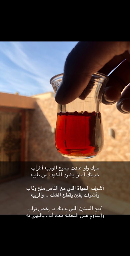 حبك ولو عادت جميع الوجيه أغراب 
خذيتك أمان يشرد الخوف من طيبه 
 
أشوف الحياة اللي مع الناس ملح وذاب 
وأشوفك يقين يقطع الشك .. والريبه 
 
أبيع السنين اللي بدونك بـ رخص تراب 
وأساوم على اللحظه معك أنت باللهي به