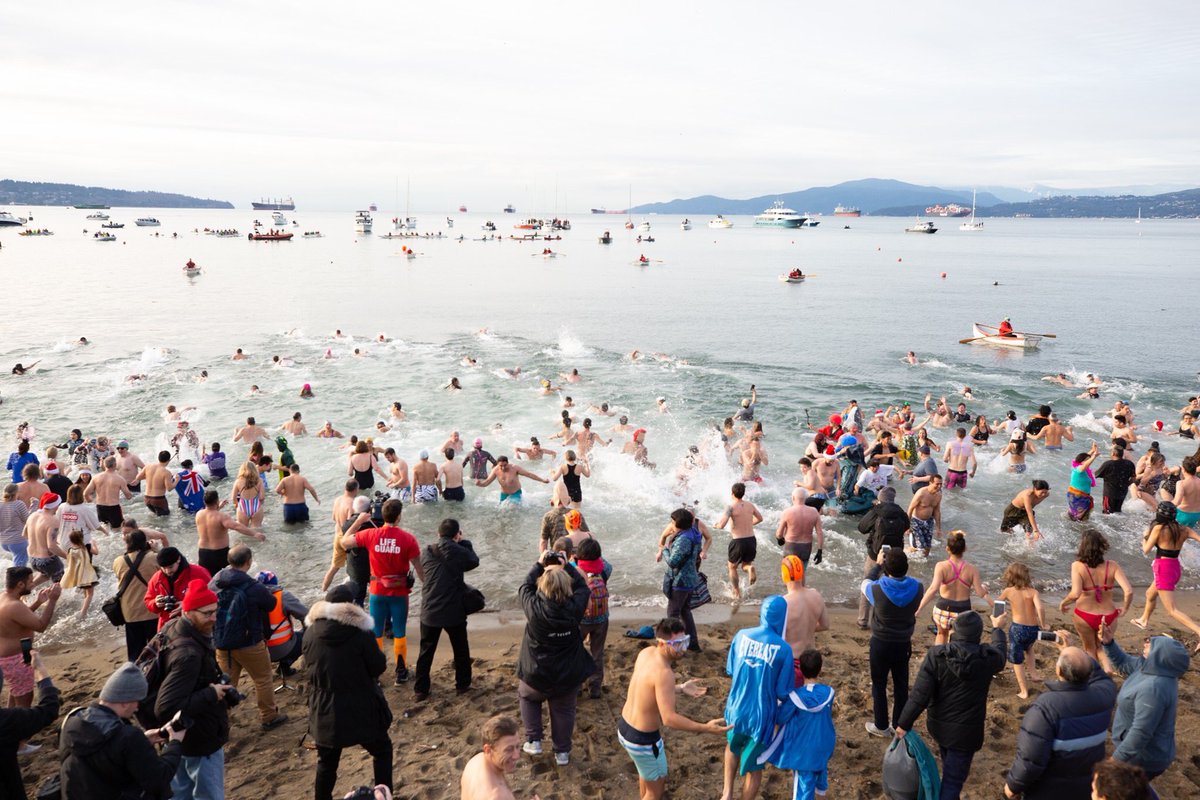 Great afternoon at the 100th year anniversary of the Polar Bear Swim in English Bay. Was a gorgeous day to be on the water and the perfect way to start 2020! #polarbearswim #polarbeardip #polarbearplunge