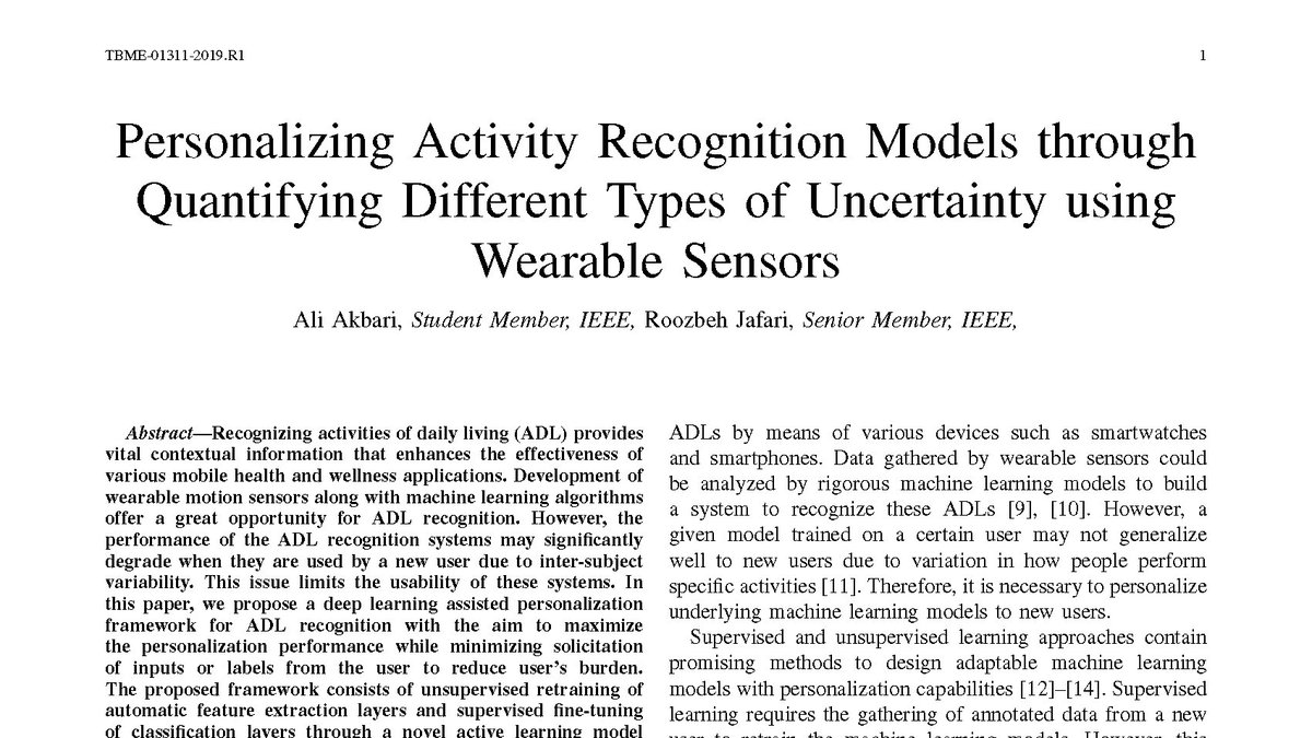 esp_lab's tweet photo. Personalization of activity recognition leveraging deep learning and uncertainty in IEEE TBME journal “Personalizing Activity Recognition Models through Quantifying Different Types of Uncertainty using Wearables” 

Paper: https://t.co/xS92S5gb1e

#Wearables #DeepLearning #AI https://t.co/Gvv9tpIK1h