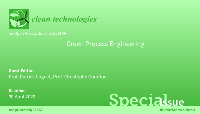 Cleantech_MDPI's tweet photo. Happy #newyear!
Special Issue "#Green Process Engineering" (https://t.co/y2TUtibJaE) is open for submission!
Free publication for well-prepared manuscripts submitted before 30 April 2020.
#greenprocess #chemistry #renewableenergies #energysaving #sustainability https://t.co/eEQ5vgnmtg