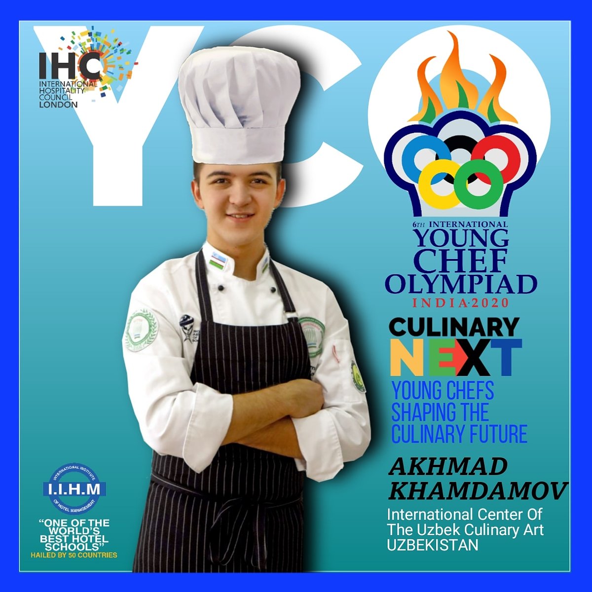 subornobose's tweet photo. Cheftestant Akhmad Khamdamov of International Center of the Uzbek Culinary Art will represent #Uzbekistan 🇺🇿 at the 6th International #YoungChefOlympiad 2020.

#YCO2020 #Sustainability 
@IIHMHOTELSCHOOL
@DirectorIIHM @SanjeevKapoor @ycolympiad @d_foskett https://t.co/IKGLXqVtf8