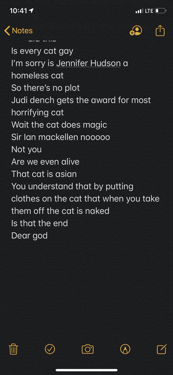 itsashlyperez's tweet photo. I just saw cats high and here were my thoughts during the movie https://t.co/W6pXdlcRO4