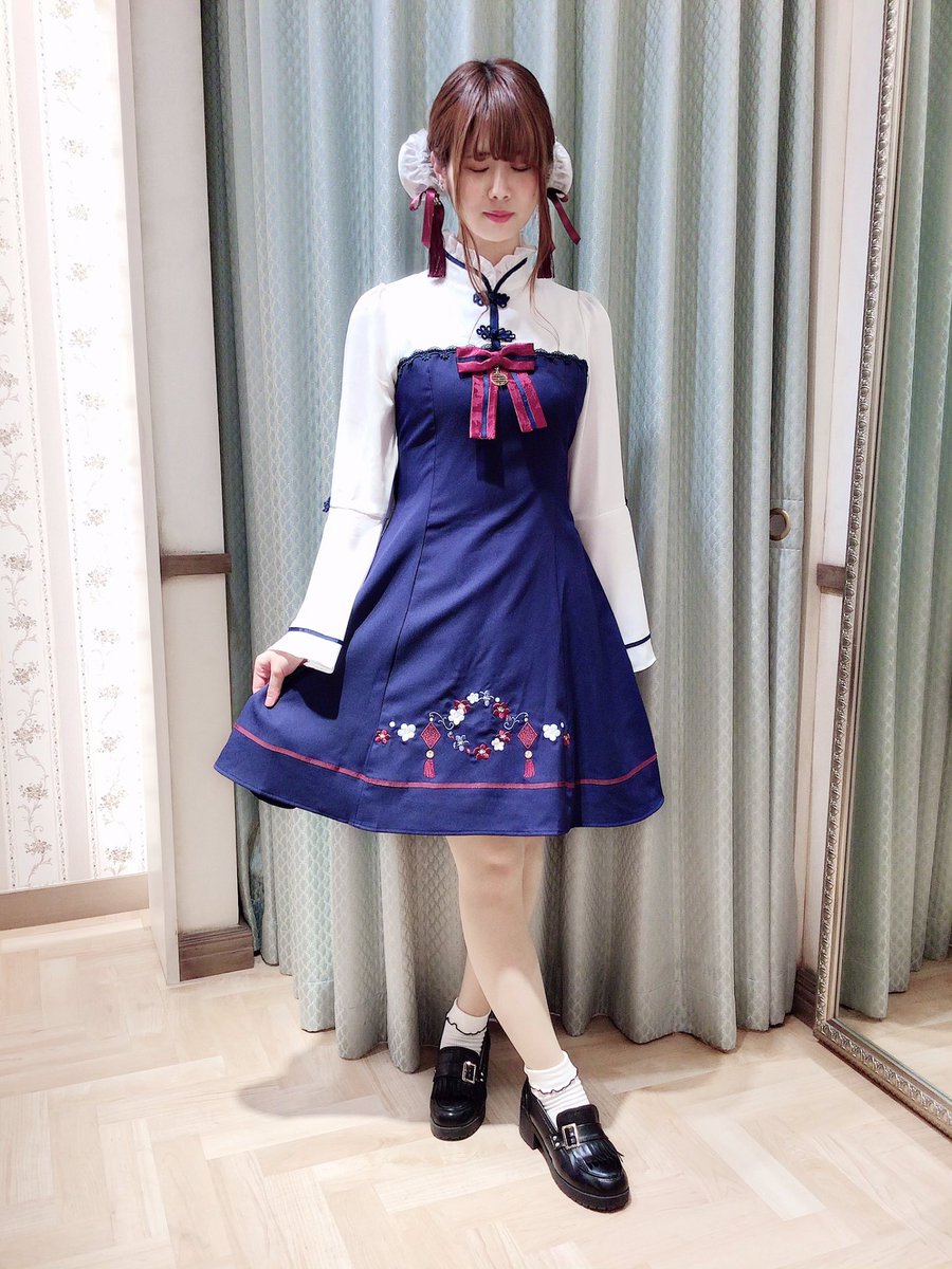 クーポンで半額☆2280円! パープルチャイナレースアップワンピース