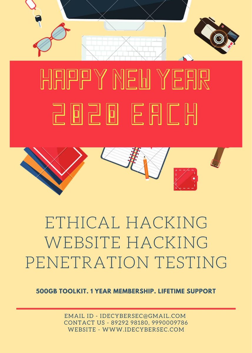 IdeCyber's tweet photo. 💥⭐️BEST NEW YEAR OFFER 💥⭐️

IDE CYBER SECURITY Provide Each Course ONLY 2020/-

Enroll For Cyber Security Training and Certification at IDE Cyber Security.

Fill the Form-
https://t.co/mBK8JsBVYe

Call: +91-8929298180
Mail: idecybersec@gmail.com
Visit: https://t.co/QPtx9uPwZs https://t.co/5sgAzMTRRb