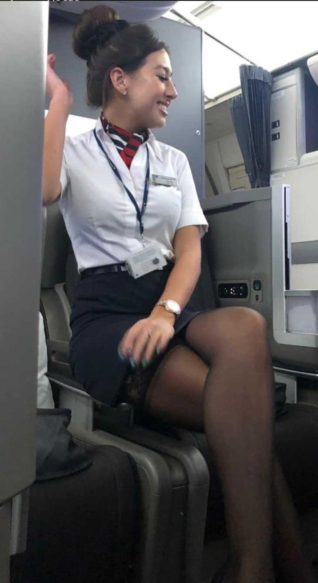 Flight attendant upskirt