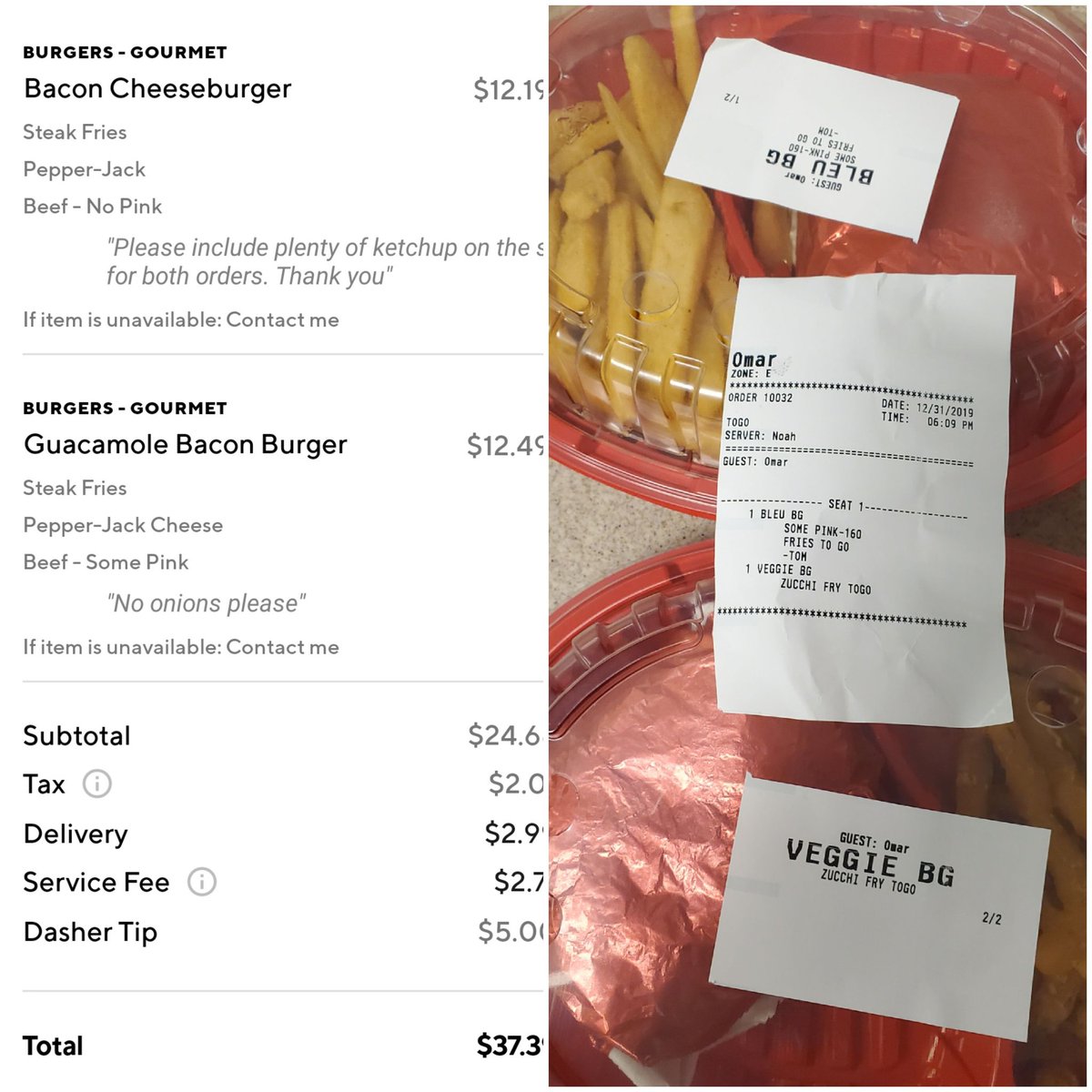 UrNotBas's tweet photo. @DoorDash @DoorDash_Help  stealing my money. I received another customer's order on NYE was not issued a refund nor did they deliver the correct meal. However, the other customer did, I called Red Robin and as soon as I mentioned my issue they addressed me by name. https://t.co/hm3Qe2Vns4