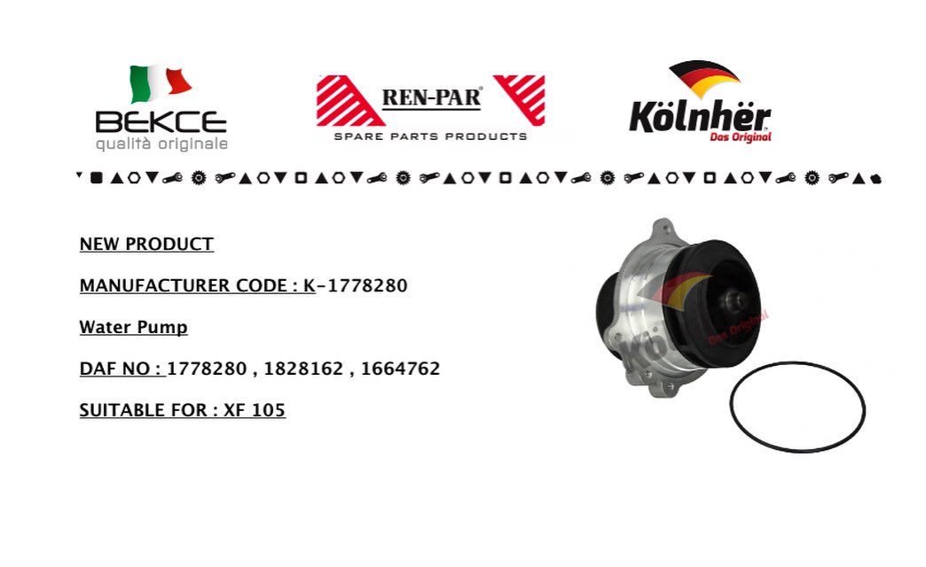 renpar_expert's tweet photo. DAF NO: 1778280 - WATER PUMP - Suitable for XF105 https://t.co/OweS3Rsn0L
