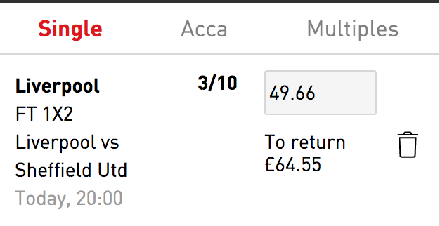 footballtips's tweet photo. SIX BETS TO GET FROM £10 TO £100!! 💷

Bet 4: Liverpool v Sheffield United - HOME WIN✅

£49.66 returns £64.55 🙌

Sign up HERE to join in 📲 https://t.co/ZpABluNvsr

[Unlocks 2 x £10 Free Bets Too]

#FTChallenge ⚽

🔞 18+, new customer offer. T&amp;C's apply | BeGambleAware. https://t.co/RPUHR89W6m