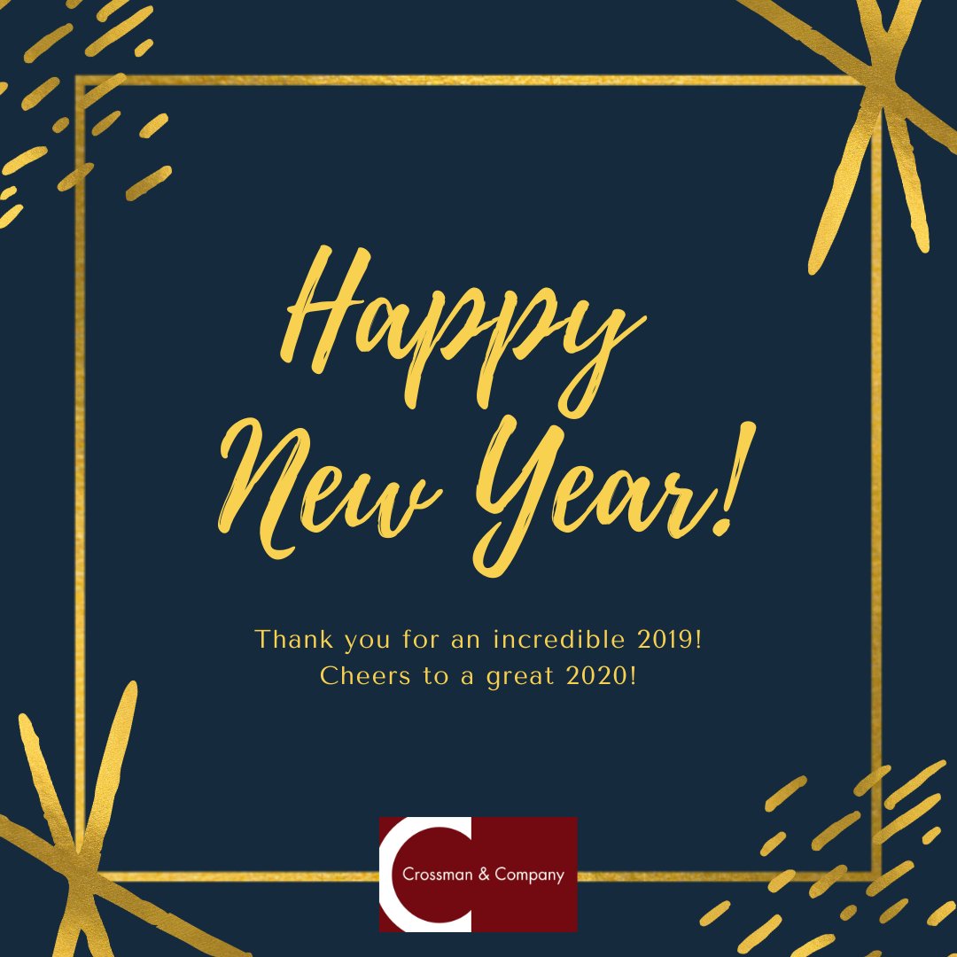 CrossmanCo's tweet photo. Wishing you a prosperous New Year from your friends at Crossman &amp; Company!

#TeamCrossman #CRE #Leasing #PropertyManagement #HappyNewYear https://t.co/U6ew2r2Ydv