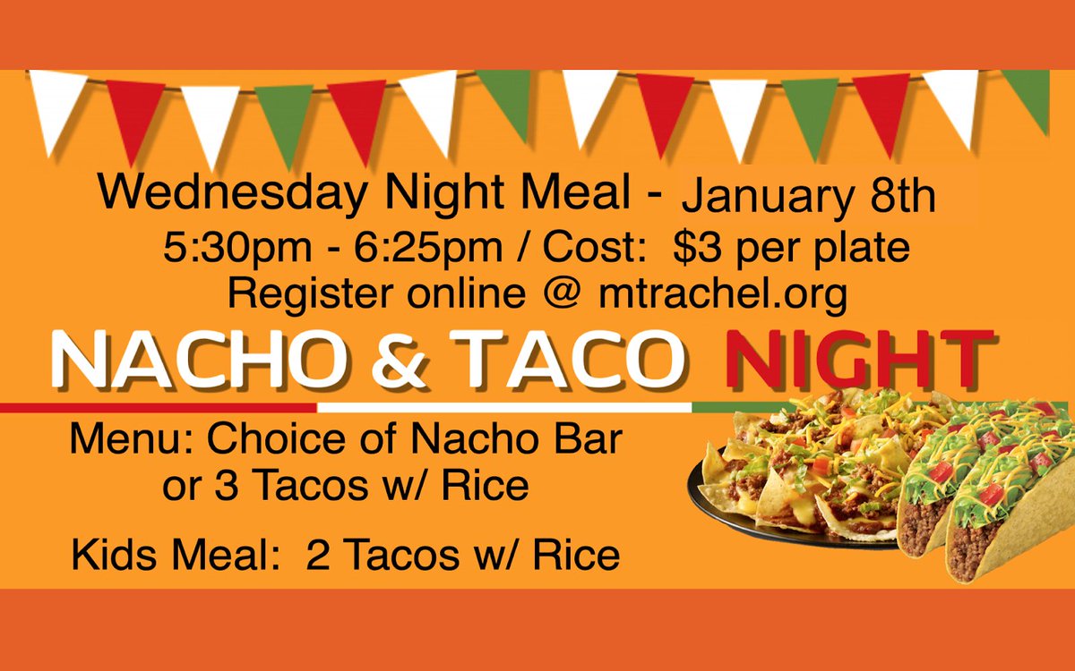 MRBCdalton's tweet photo. Wednesday Night Meals resume on January 8th.  Don’t forget to register. https://t.co/iDjC7YQQke