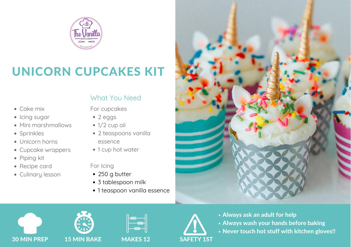 LebzMaphada's tweet photo. @sindivanzyl #sidehustle
Fun baking kits for kids with ingredients, tools and accessories to bake yummy treats. Cake pops, Unicorn cupcakes and more! Fun way to spend time with kids. Easy to follow recipes. #kidscanbake
R250 per box excl delivery
Info@thevanillakitchen.co.za or 0824147614 https://t.co/Oo9C1HDQOO
