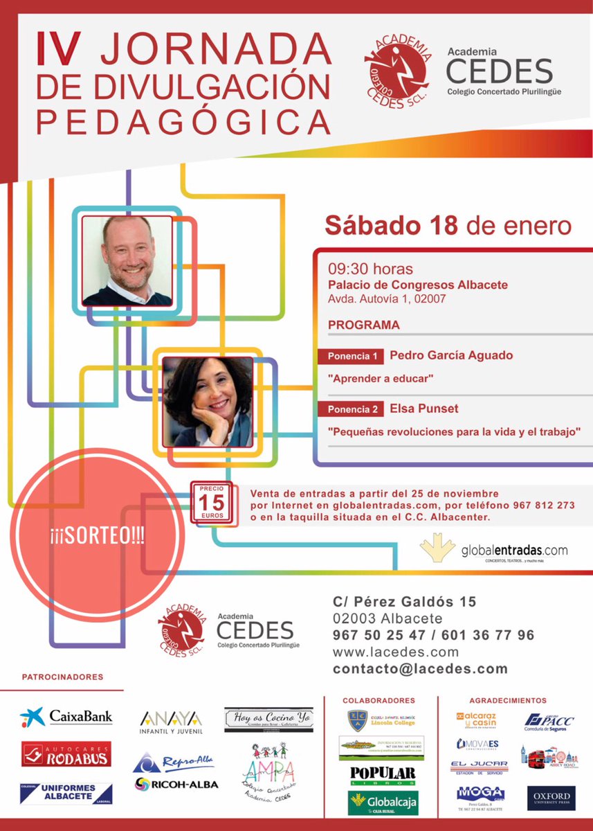 ¡Sorteamos dos pares de entradas para la #IVJornadaDeDivulgaciónPedagógica #AcademiaCedes!

 Pásate por nuestros perfiles de Facebook e Instagram para participar. 😉

¡Suerte a todos! 🍀🍀🍀🍀

#AcademiaCedes2020 #EducarCrearCrecer #OtraEducaciónEsPosible