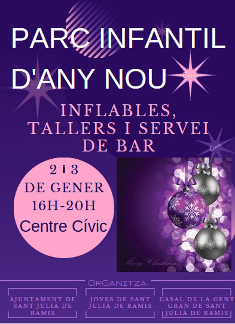 MarcPuigtio's tweet photo. Després de l’èxit que va tenir l’any passat la 1a. edició del Parc Infantil d’Any Nou, aquest any, repetim l’activitat els dies 2 i 3 de gener al Centre Cívic de #StJuliaDeRamis. #ErcStJulia #MésQueUnPartit #StLOVEJulia https://t.co/8M6CpqHmfh