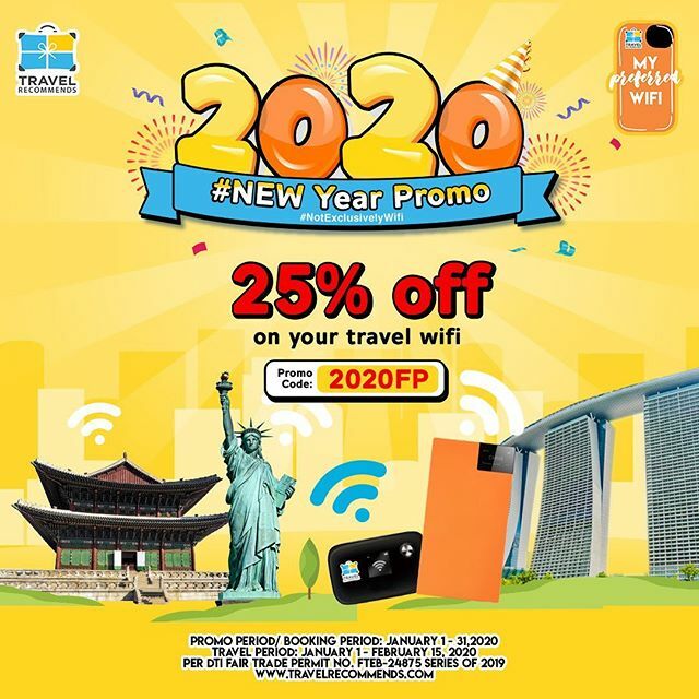 flytpack's tweet photo. Jumpstart your year with this 25% DISCOUNT! Book your Flytpack wifi now using code 2020FP now!

Promo Mechanics:
1. Promo Period/ Booking Period: January 01 – January 31, 2020
2. Travel Period: January 1 – February 15, 2019
3. Promo is open to all residents of the Philippine… https://t.co/Ai1bi8WEYH