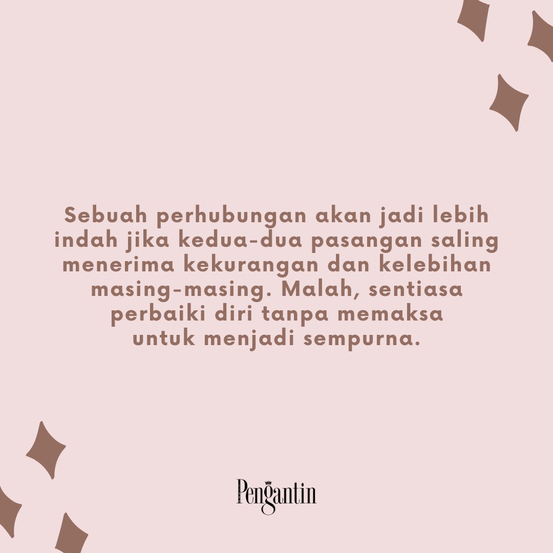 pengantinmy's tweet photo. Terima kelebihan dan kekurangan pasangan masing-masing. ✨

#pesonapengantin https://t.co/gmdi6dQvz6