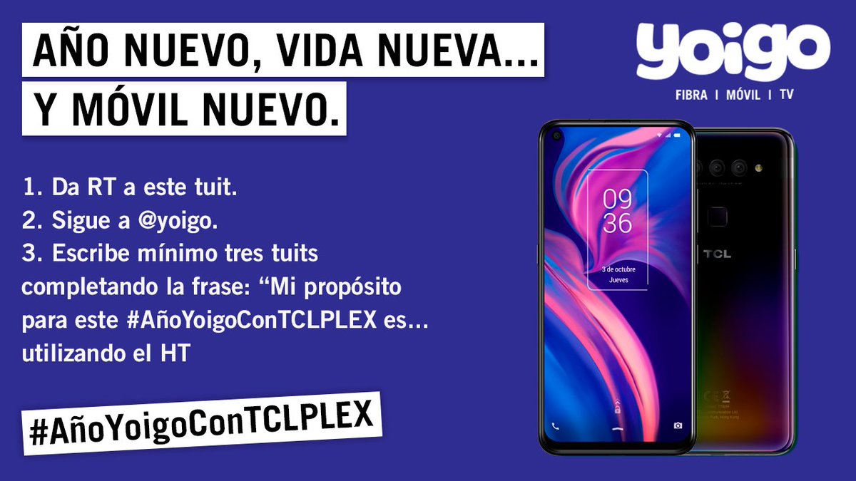 yoigo's tweet photo. 📱 #CONCURSO #FelizJueves 📱

¿Quieres empezar el año ganando un móvil nuevo? 😏

¡Hoy, día 2, sigue las instrucciones de la imagen y podrá ser tuyo! 

#AñoYoigoConTCLPLEX https://t.co/6USLQuYkCR
