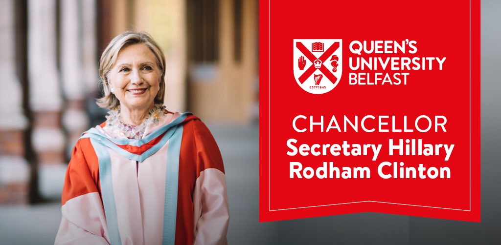 Introducing and welcoming #HonoraryGraduate @HillaryClinton as the 11th and 1st female Chancellor of @QUBelfast. 

Details: ow.ly/YnXN50xLkJi

#LoveQUB