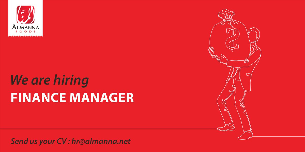 AlmannaFoods's tweet photo. We are hiring a #FinanceManager

To more details: || https://t.co/Pd78zVvYTG ||

If you interested send your updated C.V to: || hr@almanna.net || https://t.co/Q70mI1ECRk