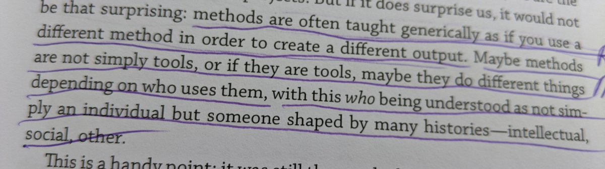 KandidaPurnell's tweet photo. "Methods are often taught generically as if you use a different method in order to create a different output... Maybe they do different things depending on who uses them..." (Ahmed, 2019: 17)
#DEV5200 Research Methods Lecture 1 material courtesy of @SaraNAhmed 's What's The Use: https://t.co/MoWW2LnqKO