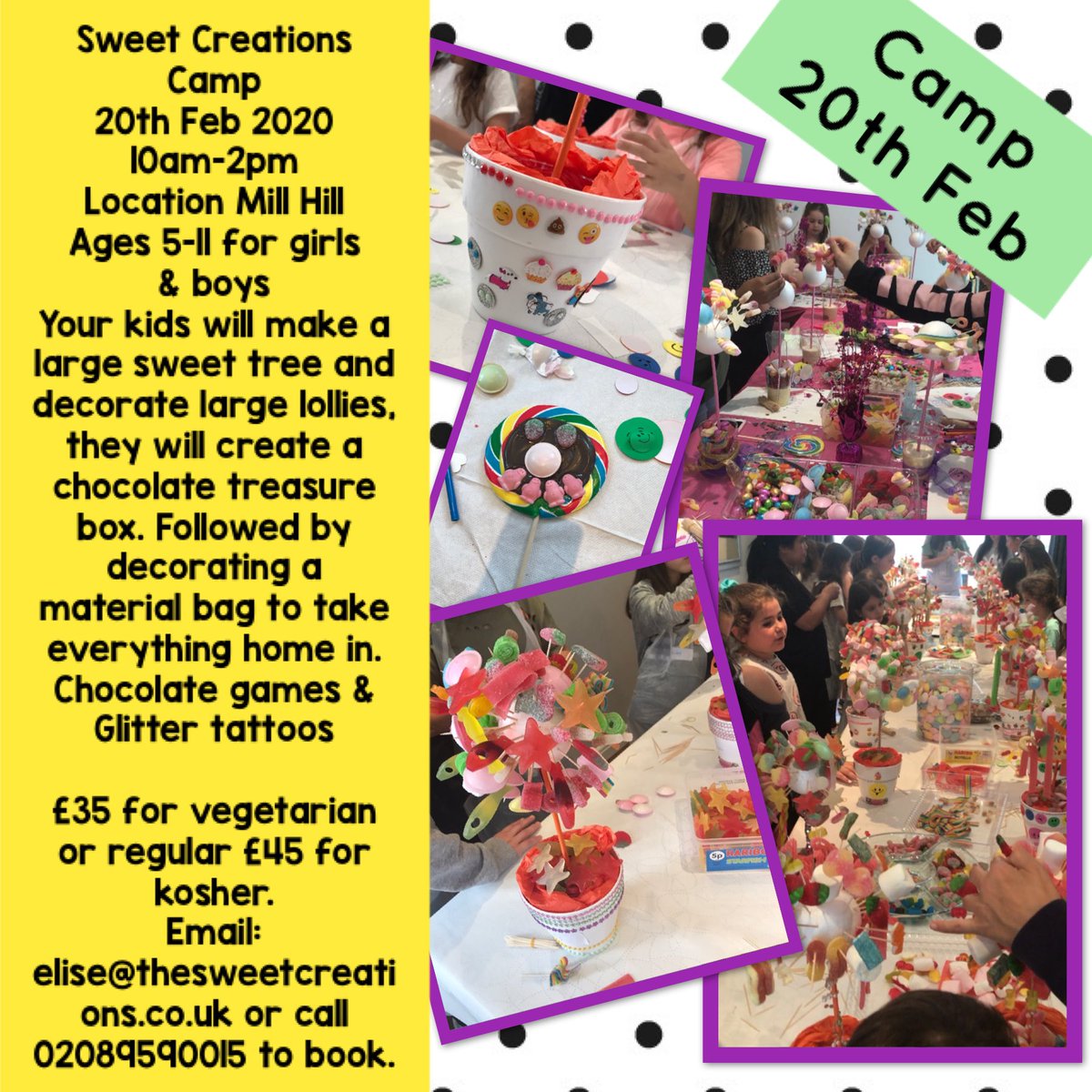 SweetsTrees's tweet image. Sweet Creations camp 20th feb for further information please email elise@thesweetcreations.co.uk or call on 02089590015