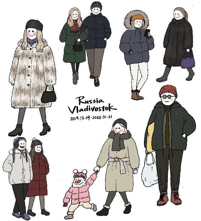 Twitter 上的 とまと ロシアの人たち おしゃれよりも防寒第一 イラスト イラストレーター 絵描きさんと繋がりたい ロシア T Co Fm845edf9o Twitter