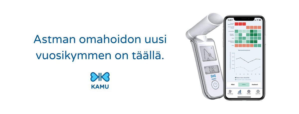 Astu astman omahoidon uudelle vuosikymmenelle! Digitaalinen omahoitopalvelu KAMU Asthma on nyt saatavilla myös <a href="/oloapteekki/">Olo-apteekki</a> verkkokaupassa. Mittaa ja seuraa keuhkojesi tilaa, opi ennakoimaan ja reagoi ajoissa. Osta omasi: oloapteekki.fi/kamu-spirotm

#KAMUHealth #astma #asthma #COPD