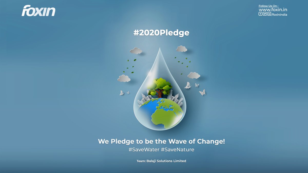 foxinindia's tweet photo. We pledge to be the Wave of Change and Conserve every drop of Water!
#2020Pledge #savewatersavelife #savewaterandsavenature #savewatereveryday #foxin https://t.co/gSV4RzUBTL