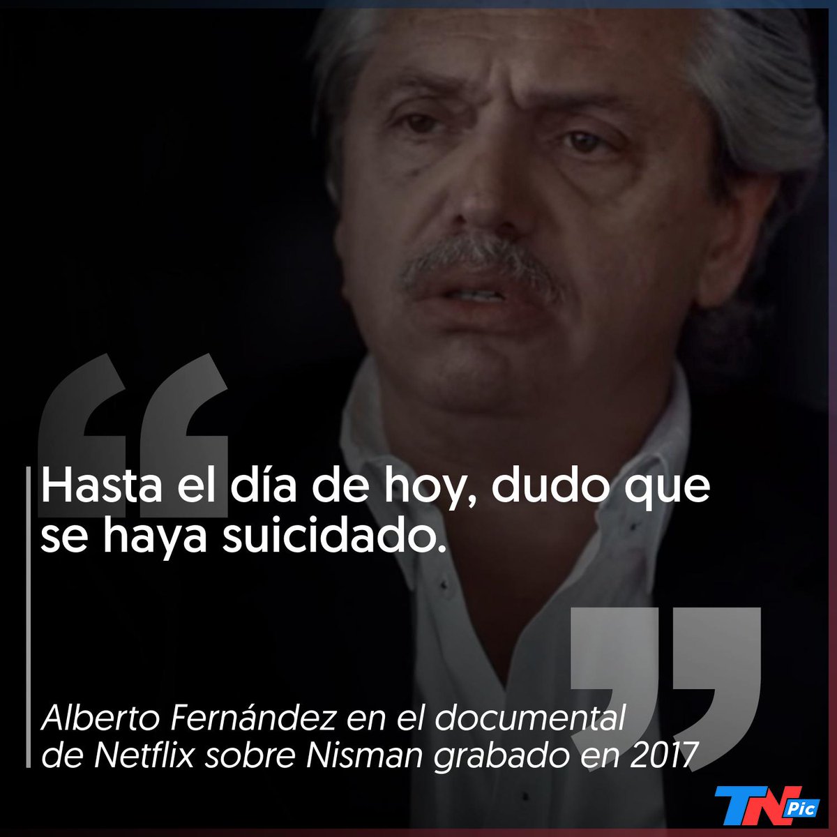 todonoticias's tweet photo. A 5 años de la muerte de Nisman, Alberto Fernández ahora dice que no hay pruebas para asegurar que el fiscal fue asesinado. En el documental "El fiscal, la presidenta y el espía", que Netlix realizó en 2017 y estrenó ayer, había planteado sus dudas sobre la hipótesis del suicidio https://t.co/3Zj0XssTQx