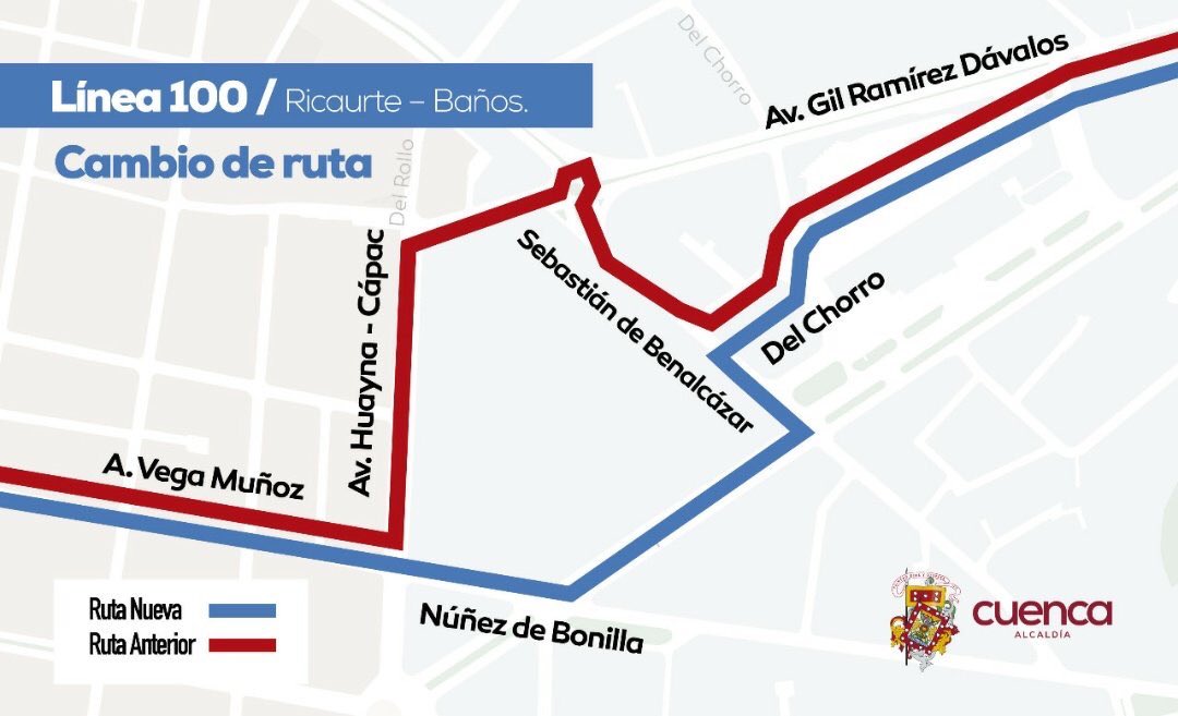 ctccuenca's tweet photo. Buenos días informamos que desde hoy hay cambios en las rutas de los buses de las líneas 100 y 22. @complicefm @lantonioaraneda @jantoniobarreto https://t.co/8DePyTEajo