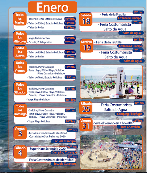 munipelluhue's tweet photo. CALENDARIO ACTIVIDADES MUNICIPALES VERANO PELLUHUE 2020 https://t.co/lMWLdSnj8Z