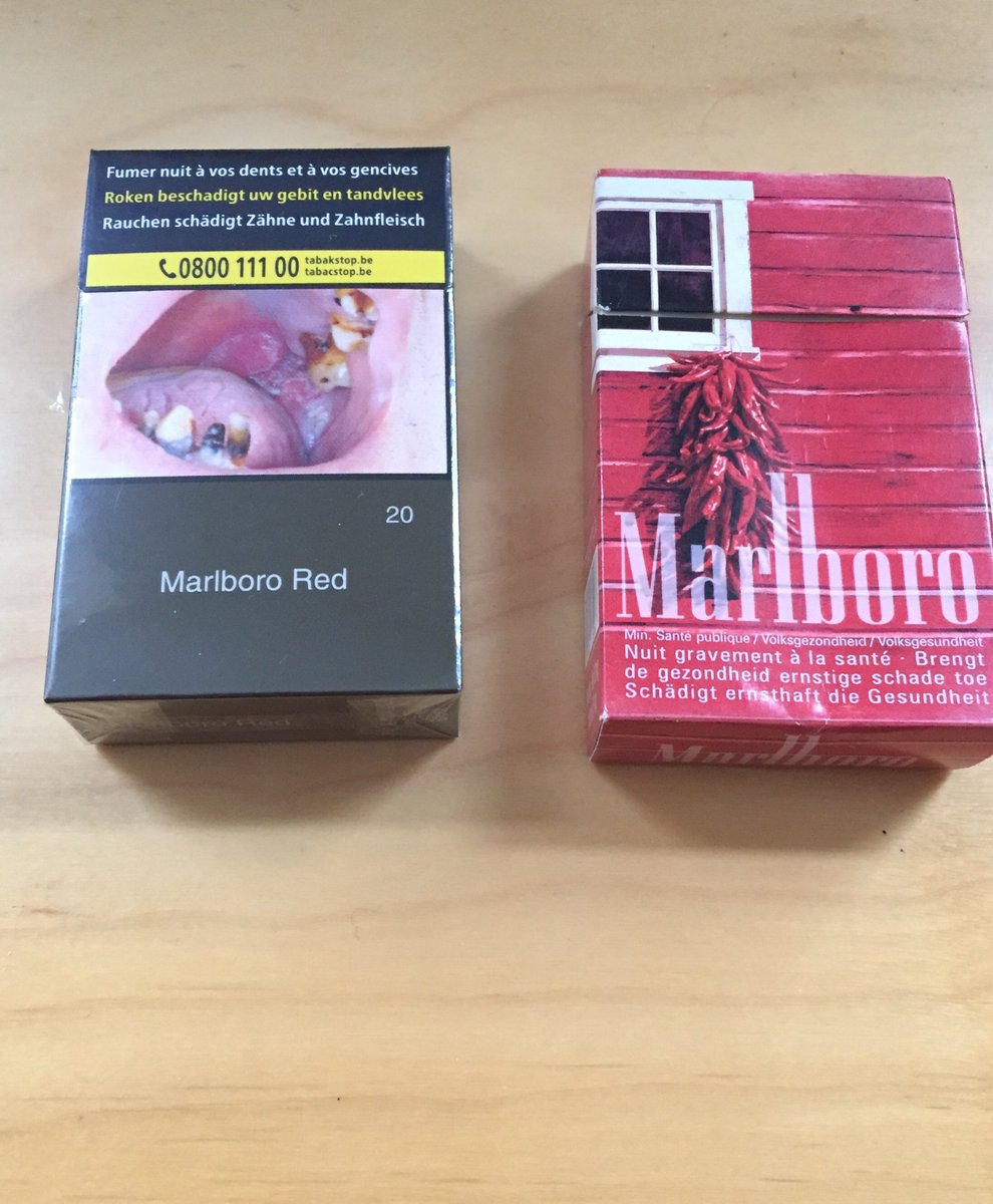 The package of a cigarette pack has evolved over the last 25 years in  Belgium