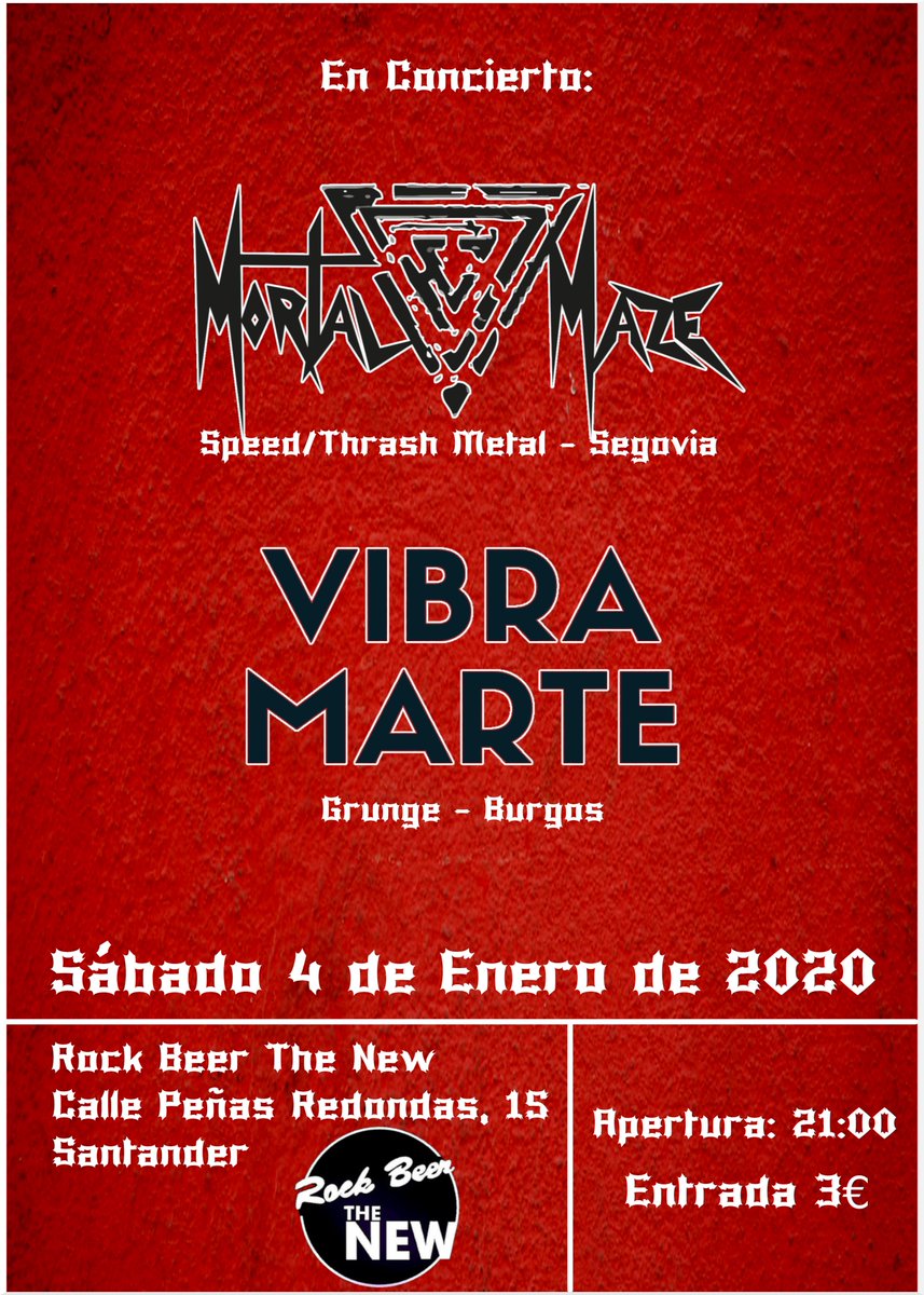 Este sábado estamos en #Santander junto a la buena gente de Mortal Maze para comenzar el año a saco como debe ser!! 💣💣💣 os esperamos en el Rock Beer The New. Empezamos a las 21:00. No falteis!!
.
#conciertos #grunge #musicaenvivo #santandercantabria #santander #rockalternativo