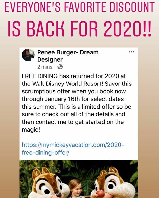 ReneeMMV_travel's tweet photo. It’s back but only for a limited time! Let’s get your 2020 summer vacation planning started. Link in Bio! 🥳🥳🥳. #disneyworld #disney #instadisney #disneygram #disneyeats #dreamdesigner #travel #adventureisoutthere #disneylife #disneydiscounts #disneyf… https://t.co/wAOrsdrX9Y https://t.co/QBXSyWGCI2