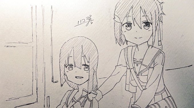 #1日1模写 
#yuyuyu 

久しぶりに2人の構図で描いたから……あぁ…… 