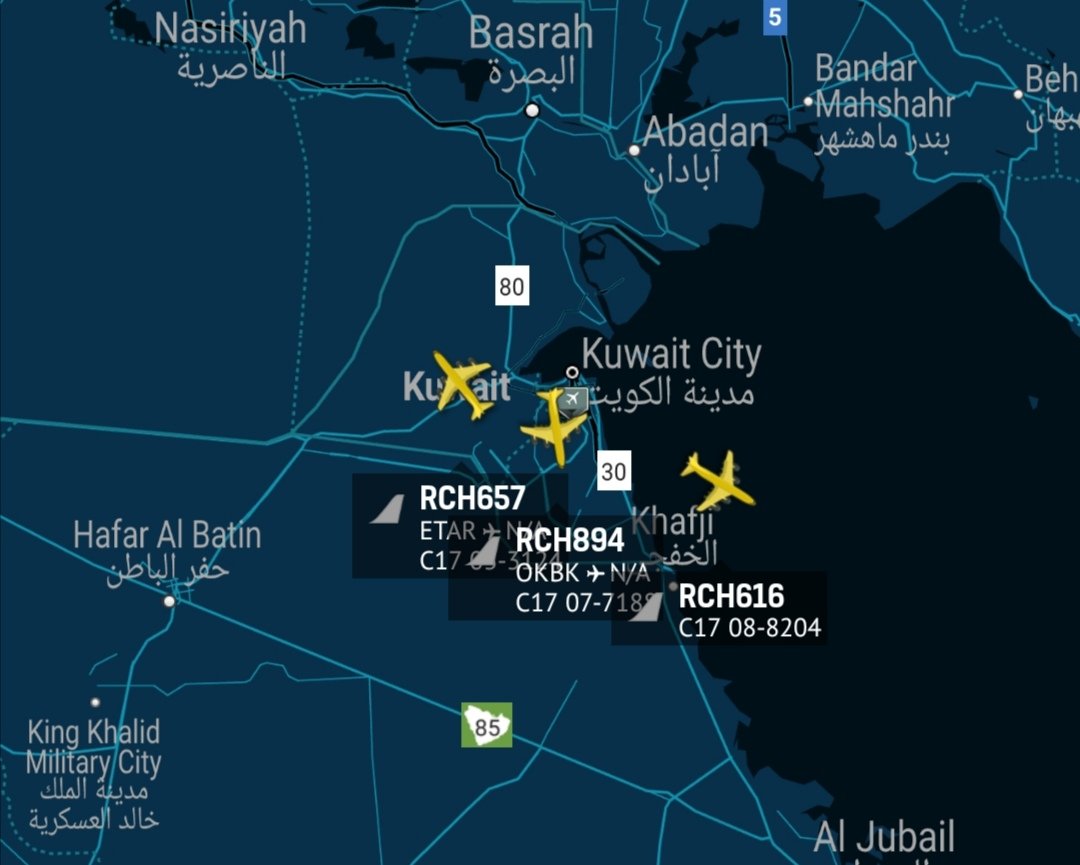 AiWaelBot's tweet photo. 🚨 20X🇺🇸 ✈ #USAF #AMC, C-17A HDG to ME in the past 2 days
✈ #RCH105
✈ #RCH311
✈ #RCH327
✈ #RCH331
✈ #RCH417
✈ #RCH429
✈ #RCH616
✈ #RCH622
✈ #RCH626
✈ #RCH657
✈ #RCH663
✈ #RCH664
✈ #RCH668
✈ #RCH687
✈ #RCH688
✈ #RCH892
✈ #RCH893
✈ #RCH894
✈ #RCH917
✈ #RCH927 https://t.co/O33HzLGmhs